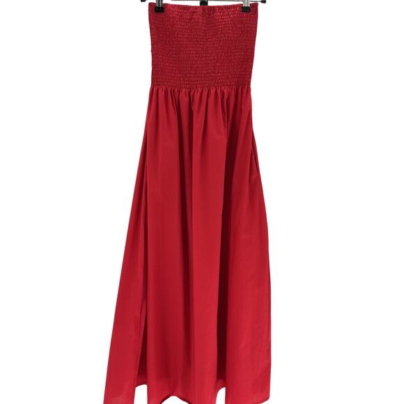 Faithfull The Brand 'Madella' Red Cotton Midi Dress Size 6 - Picture 3 of 4
